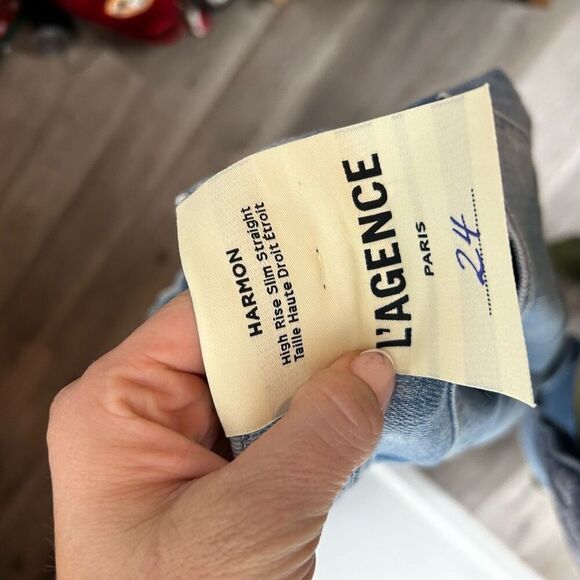 L'Agence Harmon High Rise Slim Straight Jeans Women's Size 24 NWT Distressed - Picture 9 of 13